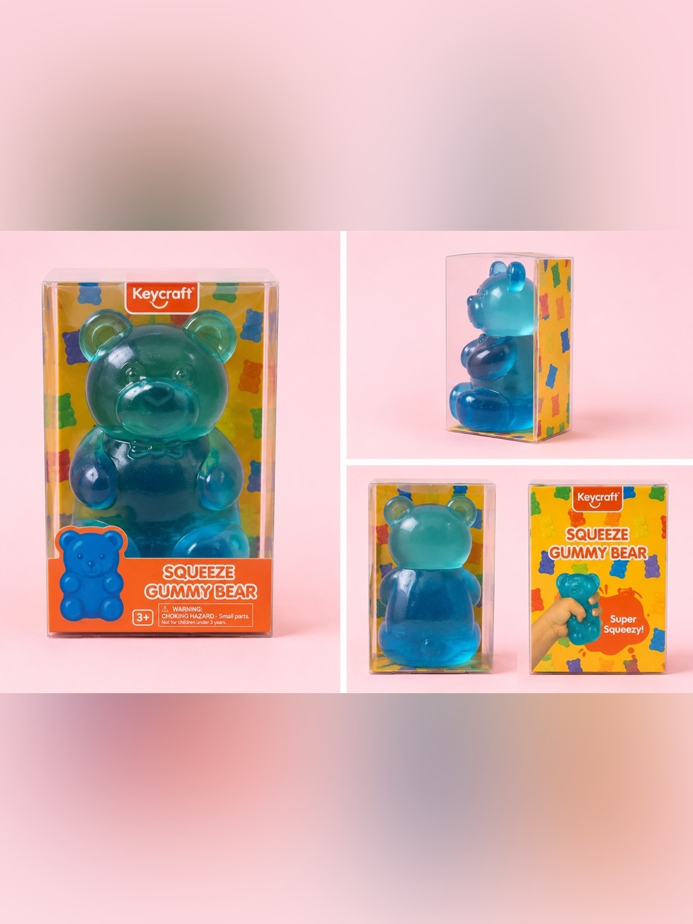 Craft Teal Blue Squeeze Gummy Bear Toy - Soft Squeezable Plush